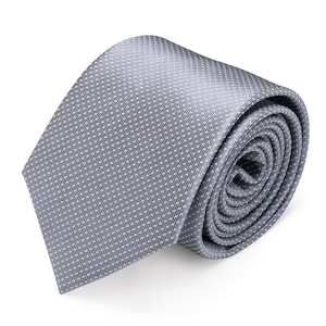 Silver Grey Tie for Men, Platinum Gray Wedding Ties for Groom Groomsmen Best Man, Wedding Guest Outfit, Dove Grey Necktie