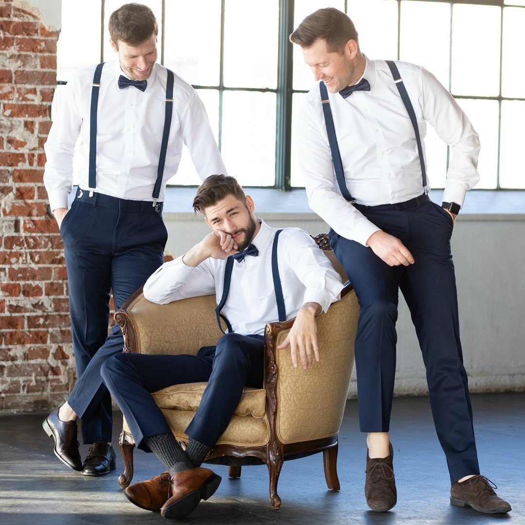 Navy Bow Tie \u0026 Navy Suspenders for Baby 