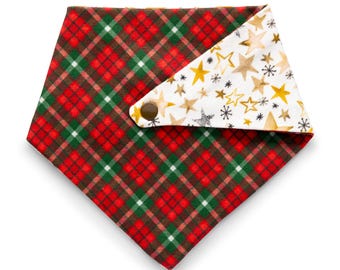 Red Green Plaid Baby Christmas Bandana, Baby Bib, Baby Boy Girl Christmas Gift, Family Christmas Photos, Ugly Sweater Party Outfits