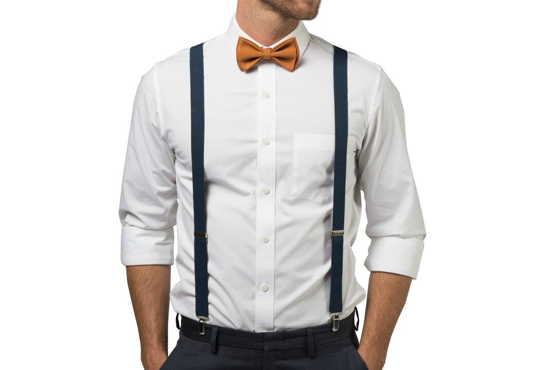 Bretelles Larges Avec Nœud Papillon Rouge - Bretelles Réglables 2,5 Cm Pour Homme Et Femme