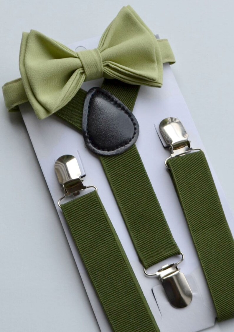Sage Bow Tie & Hunter Green Suspenders for Baby Toddler Boy Etsy