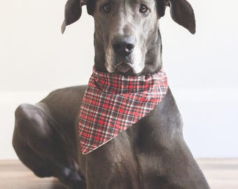 Dog's Christmas Bandana, Red Black Plaid Dog Bandana Holidays, Dog Lover Gift for Christmas, Pet Bandana Christmas, Mom Dog Christmas Gift