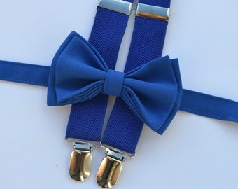 Royal Blue Bow Tie & Royal Blue Suspenders for Baby, Toddler, Boy, Kids, First Birthday Outfit