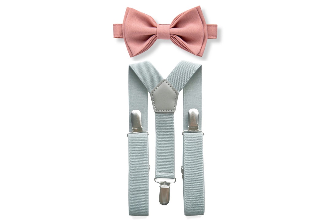 dusty rose tie and suspenders