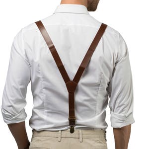 Brown Leather Suspenders and Navy Bow Tie Set for Baby, Toddler, Boy, Kids, Child, Men, Weddings image 3