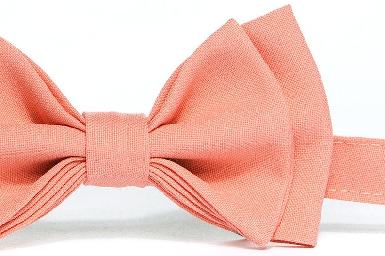 Salmon Coral Bow Tie, Peach Coral Bow Tie, Bow Ties for Men, Bow Ties for Boys, Wedding Bow Ties, Bow Ties for Groomsmen image 1