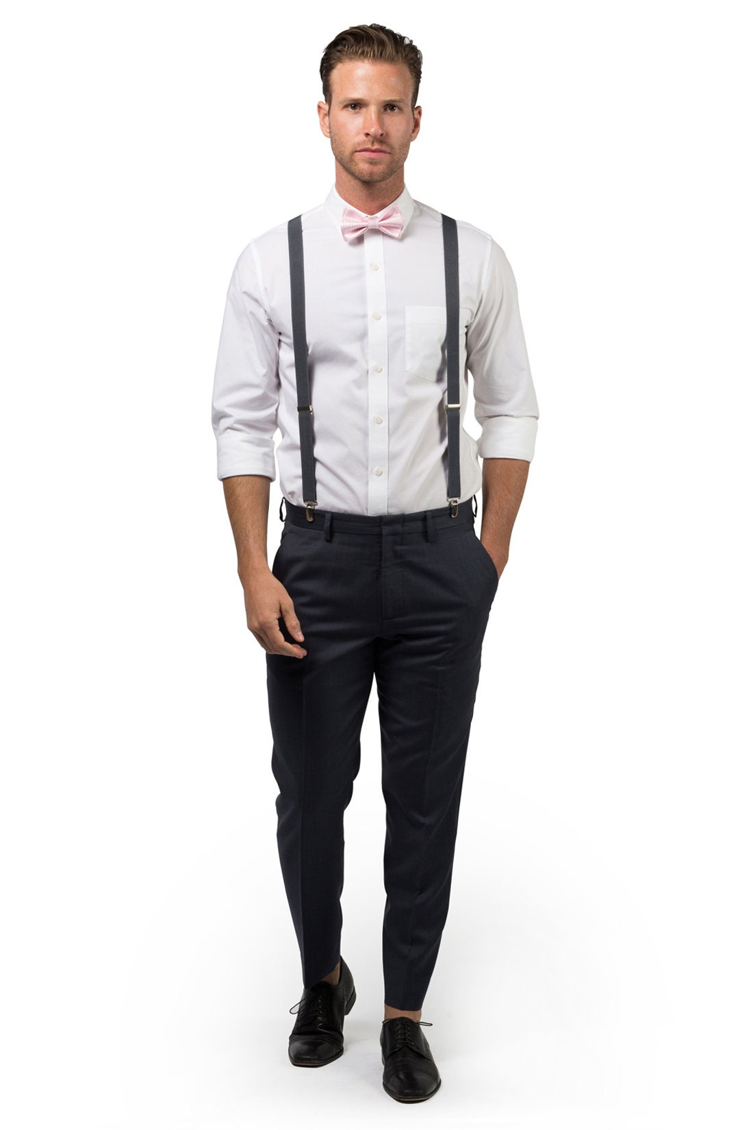Blush Pink Bow Tie \u0026 Charcoal Grey 