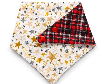 Gold Stars Baby Christmas Bandana, New Year's Baby Bib, Baby Boy Girl Gift, Family Christmas Photos, Ugly Sweater Christmas Party Outfits