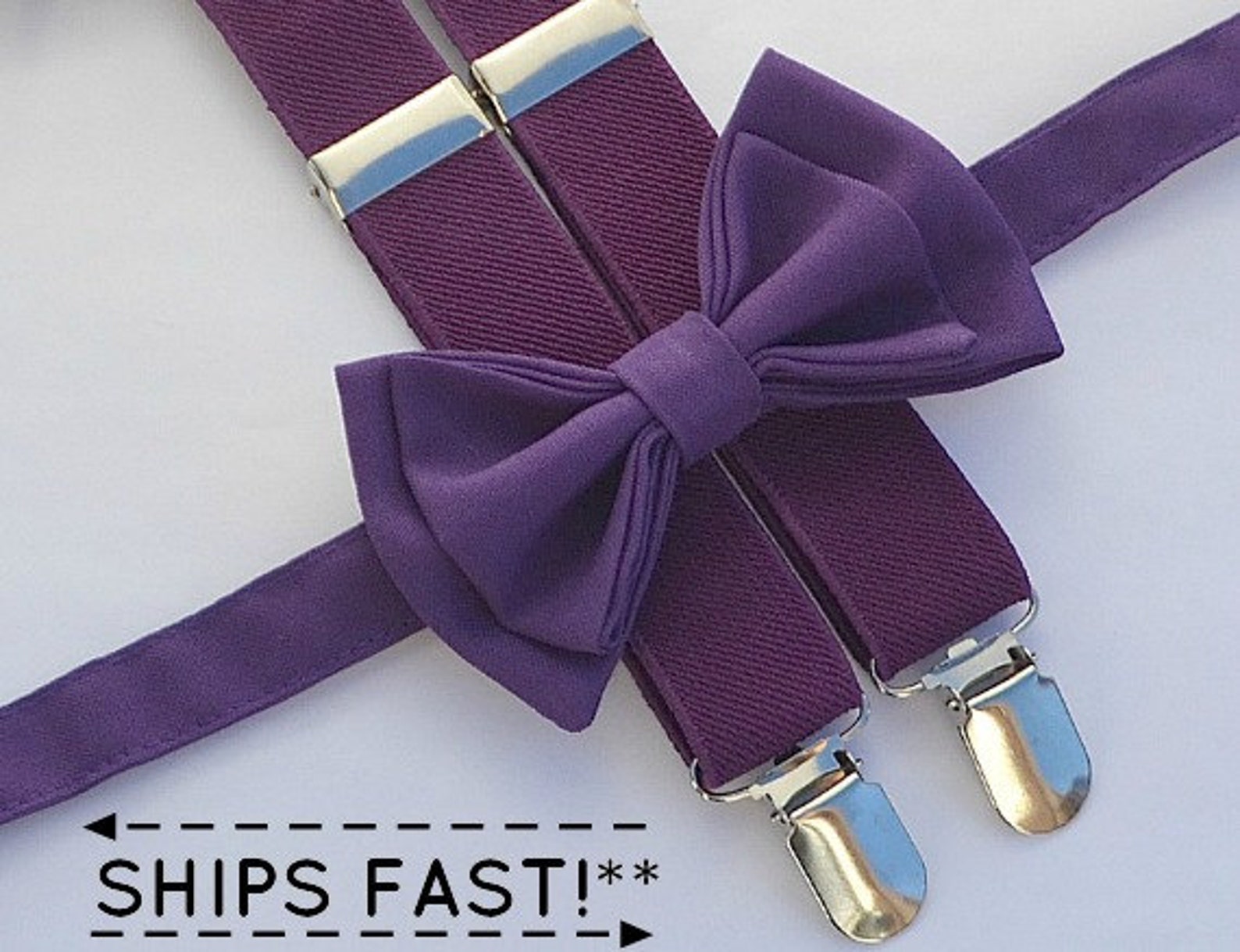 Eggplant Purple Suspenders & Dark Purple Bow Tie for Baby Etsy