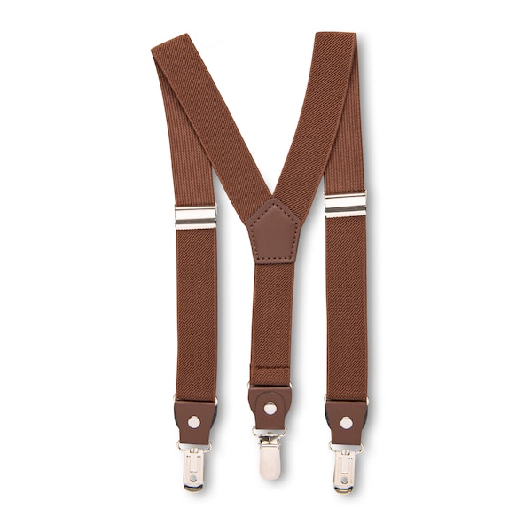 Brown Suspenders with Leather Detail for Men Boys Kids, Wedding Suspenders Man Boys