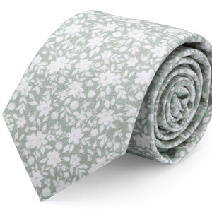 Dusty Sage Floral Tie for Man, Wedding Ties, Wedding Neckties, Ties for Groom and Groomsmen, Sage Green Tie Toddler Boys Kids