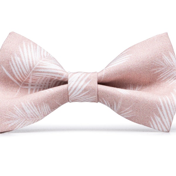 Blush Tropical Bow Tie, Blush Palm Leaves Bow Tie, Wedding Bow Ties, Blush Bow Ties for Mens, Blush Bow Ties for Boys