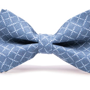Cotton Dusty Blue Bead Box Print Bow Tie for Men, Dusty Blue Bow Tie Kids, Dusty Blue Bow Tie Boys, Dusty Blue Bow Tie Toddler