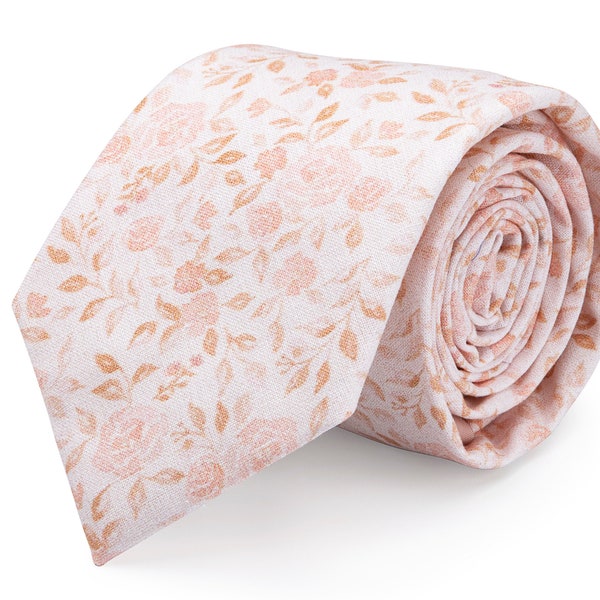 Blush Pink Roses Tie for Man, Blush Pink Tie Mens, Blush Wedding Ties, Wedding Neckties, Blush Ties for Groom and Groomsmen, Skinny Necktie