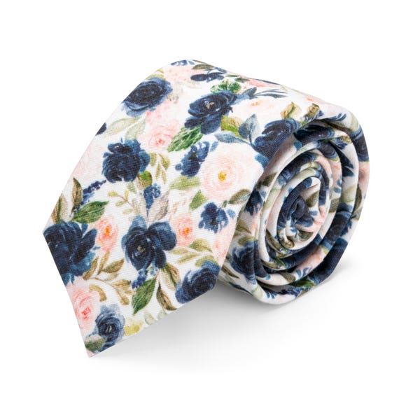 Blush Navy Floral Tie Men, Blush Navy Roses Necktie for Toddler Boys, Skinny Wedding Ties, Ties for Groom & Groomsmen,  Wedding Outfit Men