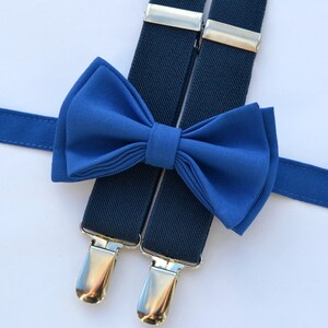 Royal Blue Bow Tie & Navy Suspenders for Baby, Toddler, Boy, Kids, Men
