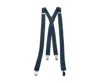 Navy Blue Suspenders for Men X-Shape Back, Navy Blue Suspenders Wedding, Navy Suspenders Groom and Groomsmen