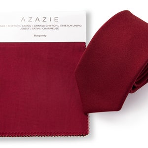 Burgundy tie against Azazie burgundy swatch