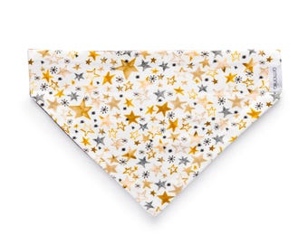 Dog's New Year Bandana, Gold Stars Dog Bandana Holidays, Dog Lover Gift for Christmas, Pet Bandana Christmas, Mom Dog Christmas Gift, Photos