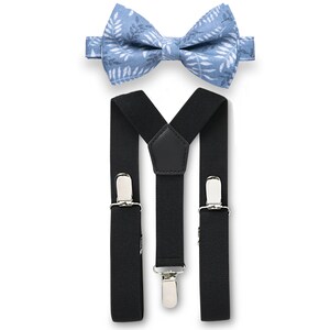 Dusty Blue Bow Tie & Black Suspenders Men, Wedding Bow Tie Suspenders Set, Bow Tie Suspenders Groom and Groomsmen