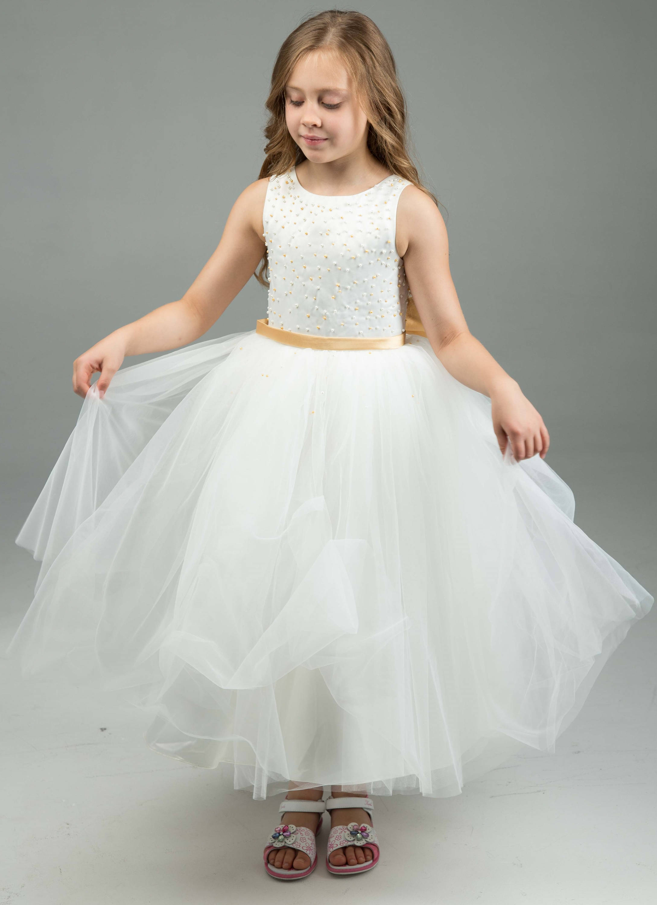 Gold Beaded Flower Girl Dress for Weddings Tulle Flower Girl Etsy