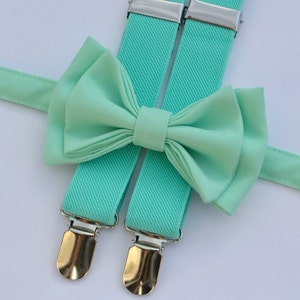 Mint Bow Tie & Mint Suspenders, Bow Tie Suspenders for Baby Boy, Bow Tie Suspenders for Toddlers, Bow Tie Suspenders for Boys
