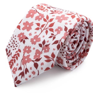 Dusty Rose Floral Tie for Men, Dusty Rose Tie Mens, Wedding Ties, Wedding Neckties, Ties for Groom and Groomsmen, Skinny Necktie