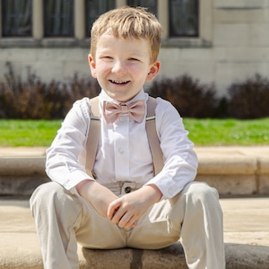 Kid Fashion Tuxedo Suspender & Bow Tie Set School Boys Girls Children D-Gray 