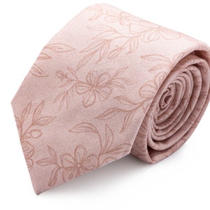 Blush Floral Tie for Man, Blush Tie Mens, Wedding Ties, Wedding Neckties, Ties for Groom and Groomsmen, Skinny Necktie