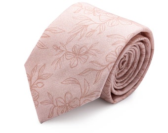 Blush Floral Tie for Man, Blush Tie Mens, Wedding Ties, Wedding Neckties, Ties for Groom and Groomsmen, Skinny Necktie