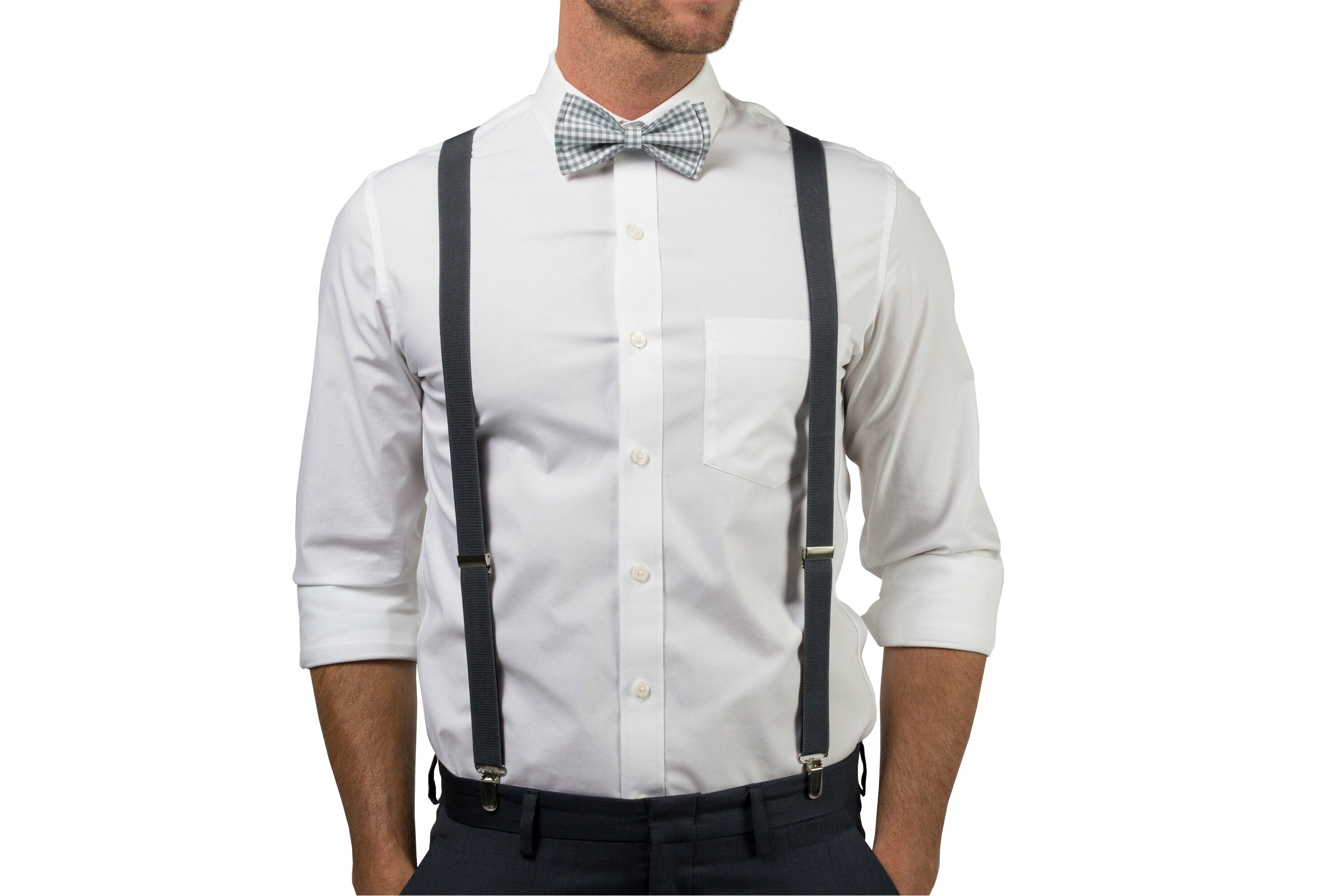 mens gold bow tie and suspenders