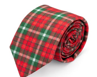 Red Green Plaid Christmas Tie for Boys Men, Winter Christmas Wedding Ties, Men's Christmas Holiday Outfit, Family Christmas Photos, Matching