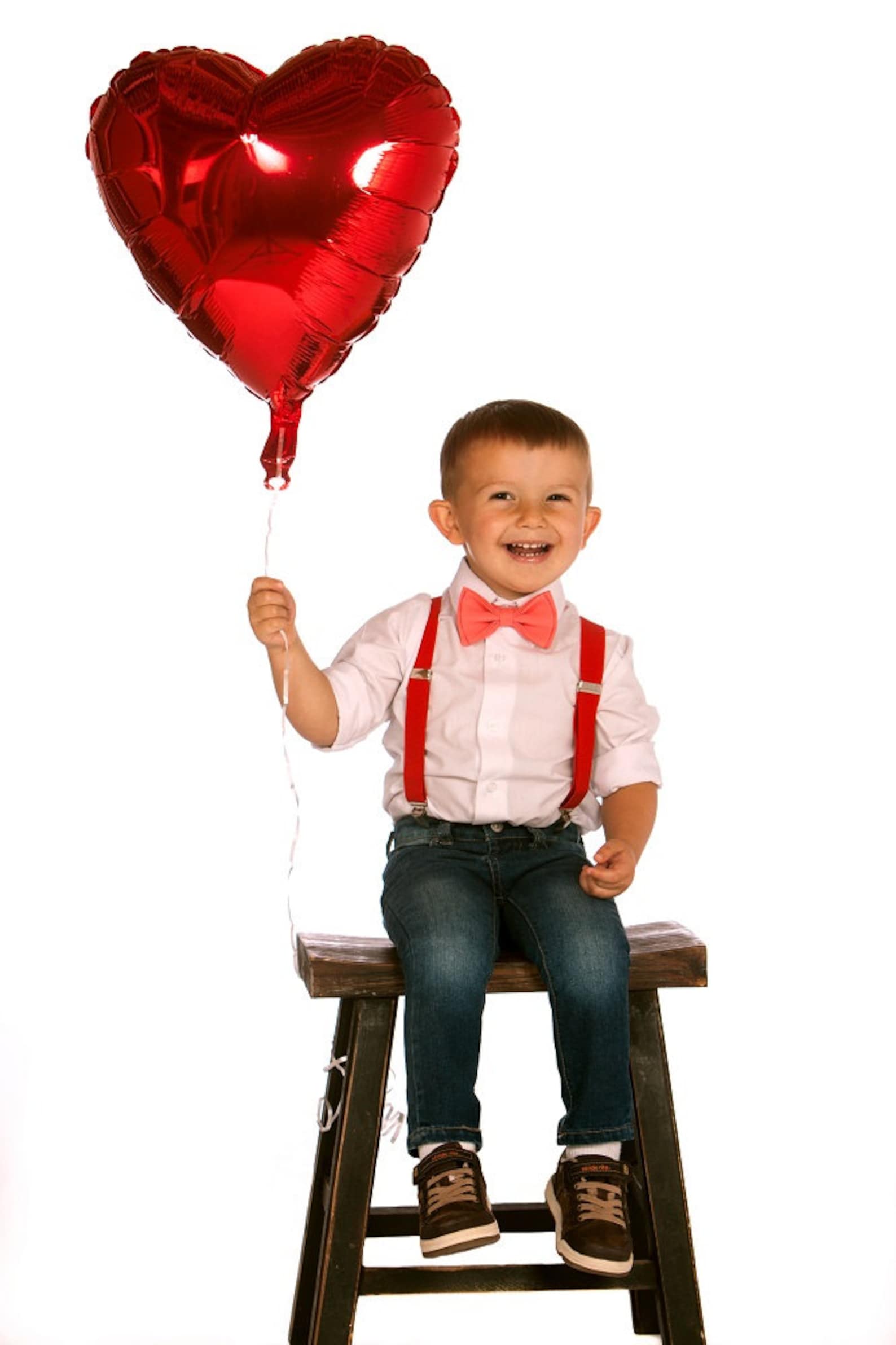 Red Suspenders & Coral Bow Tie Bow Tie Suspenders Set Bow Etsy