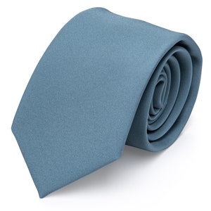 Steel Blue Tie for Men, Skinny Wedding Ties, Wedding Neckties, Ties for Groom & Groomsmen, Ties for Wedding Guests, Fall Wedding Outfit Men