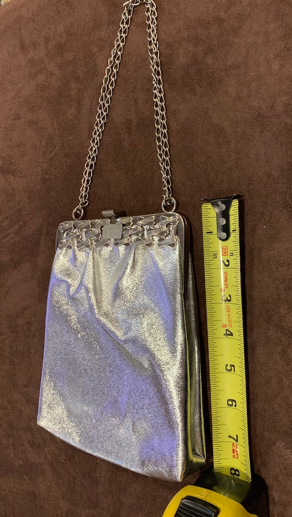 Vintage 1960s Silver Evening Bag with Chain Strap - image 1