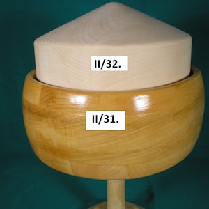 Wooden hat blocks, forms for millinery, hatmakers - 2 crowns , 1 brim