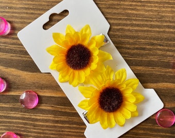 2 Inch Yellow Sunflower Floral Hair Clip, Summer Sunflower Hair Accessories, Toddler Girls Flower Hair Clip, Women's Floral Hair Clip