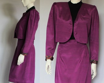 Women’s Armani Suit, Silk Armani Suit, Jacket Skirt Suit, Paisley Jacket, 80s Designer Suit, Silk Vintage Skirt, Silk Vintage Jacket,