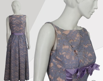 Vintage Lilac Lace Dress, 1940s Dress, Violet Dress, Romantic Dress, Ribbon Dress, Atonement Dress, Parma Violet Dress, Lace Dress Wedding,