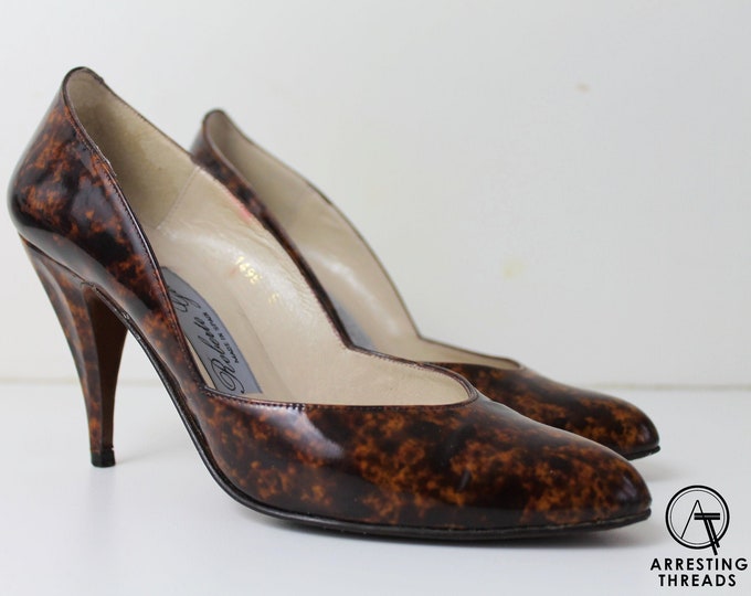 Tortoiseshell Heels Brown Vintage Heels Patent Leather Etsy UK