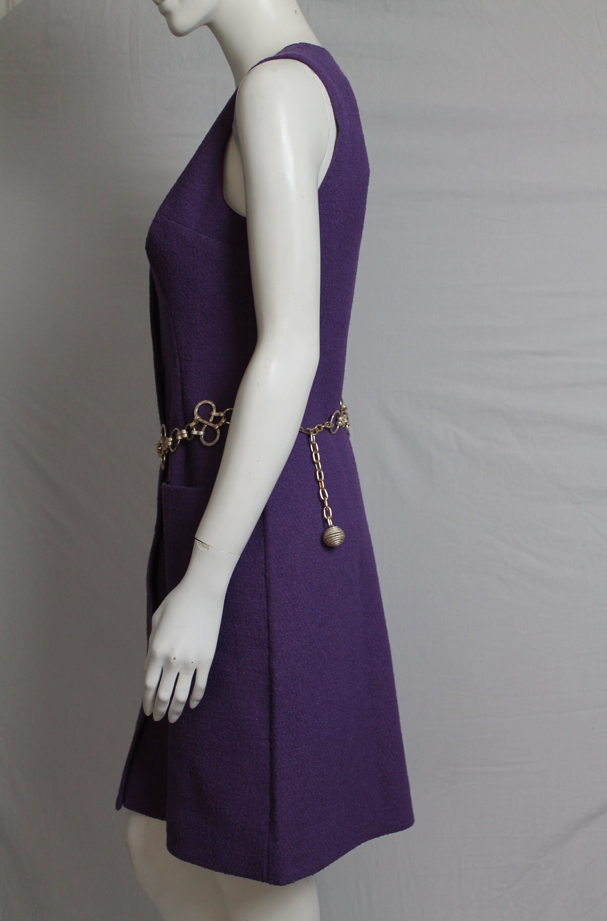 60s Purple Shift Dress: Vintage Button-Up Mod Dress with Pockets 60s Purple Shift Dress: Vintage Button-Up Mod Dress with Pockets