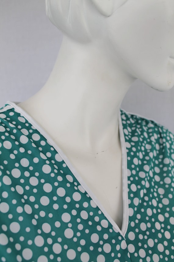 Aquamarine 80s Dress, Dotty Green Print Dress, Gr… - image 4