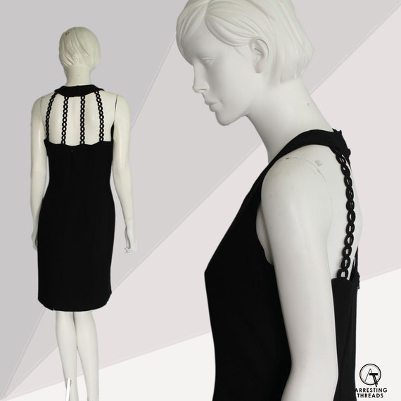 Black Plaited Backless Dress, Vintage Black Shift… - image 10