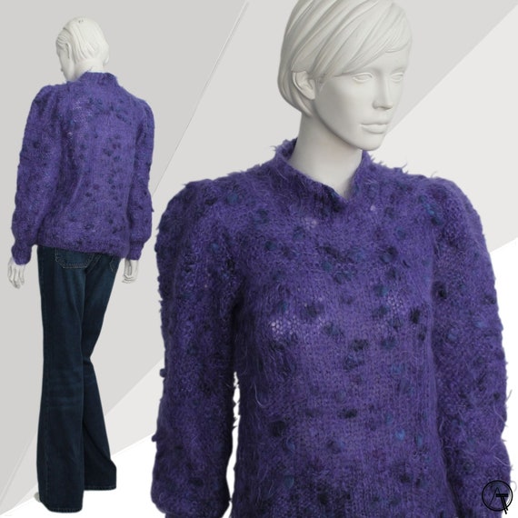 Purple Blueberry Mohair Jumper, Pinched Sleeves, B