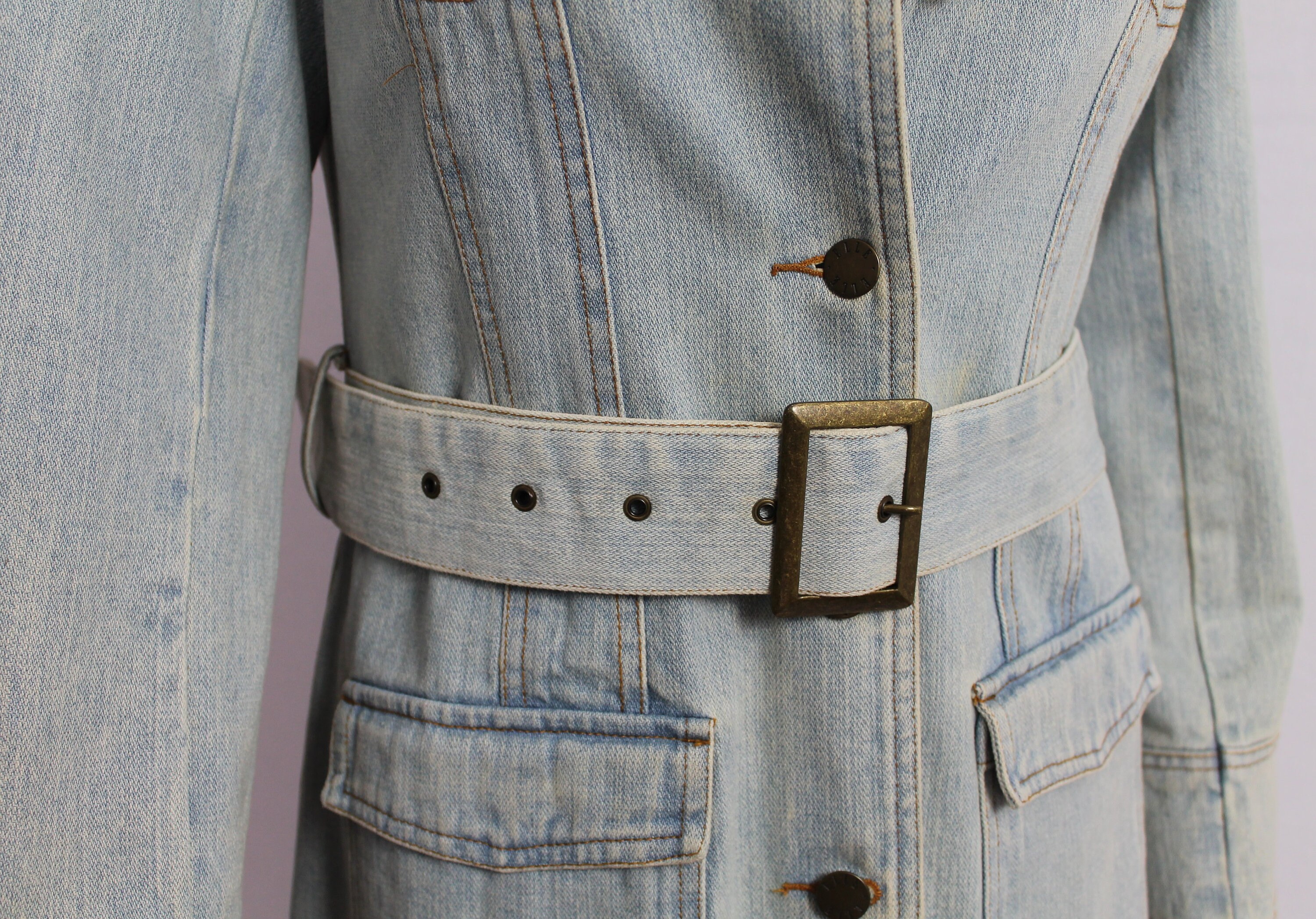 ELLE Long Denim Jacket, Belted Denim Jacket, Elle Magazine