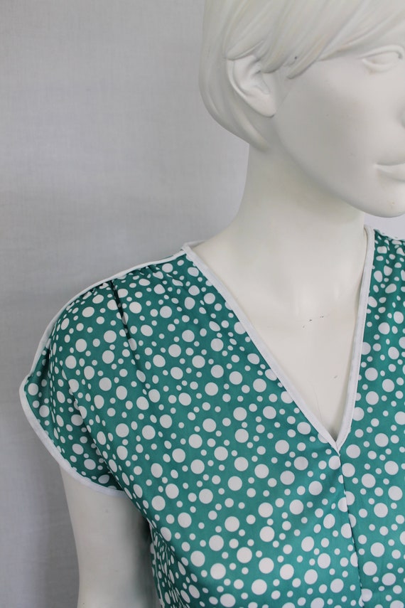 Aquamarine 80s Dress, Dotty Green Print Dress, Gr… - image 6