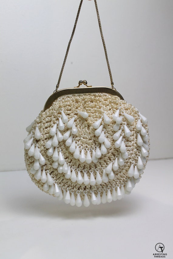 Gold Beaded Zigzag Vintage Evening Bag