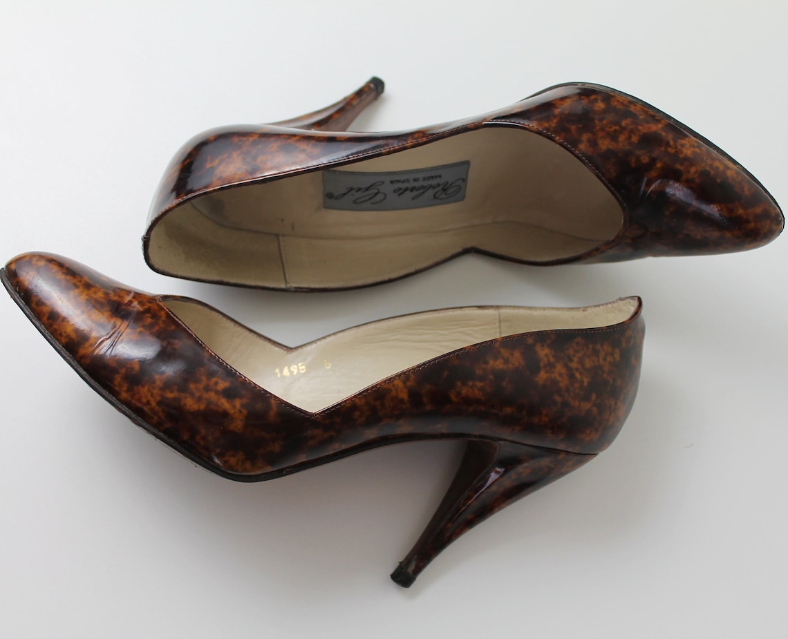 Schildpad schoenen bruine jaren 80 hakken patent lederen Etsy