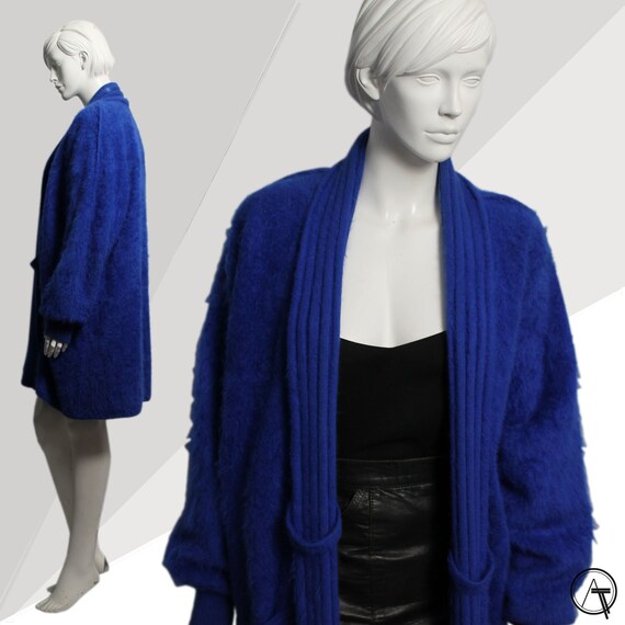 Electric Blue Angora Cardigan Blue 80s Cardigan Long Cardigan Oversized Knitted Jacket Vintage Angora Egyptian Blue Angora Jumper Etsy UK