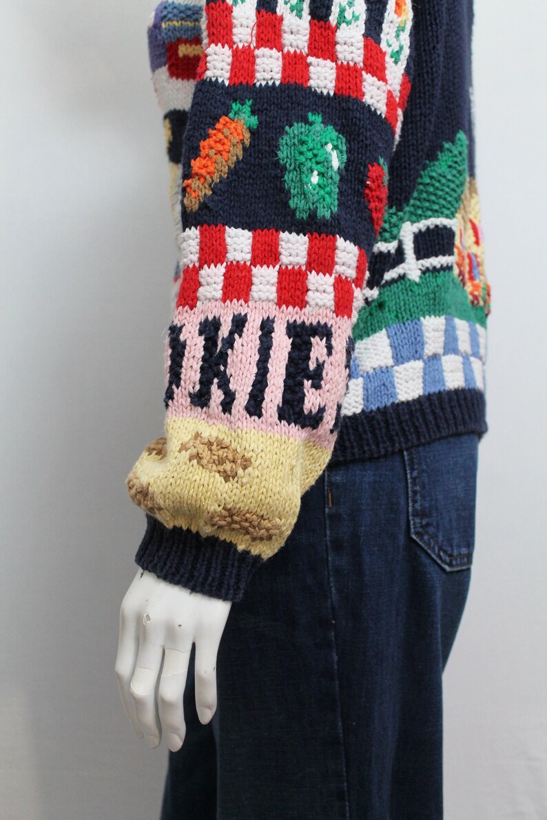 Pull Vintage Années 90 Duplex - Taille L, Motifs Géométriques Multicolores, En Coton/ramie - Occasion Bon état